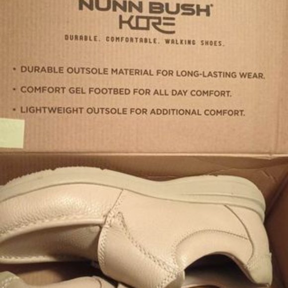 NIB Nunn Bush Kore tan velcro close leather memory foam slip on upper- Men\'s 8.5 main image 6